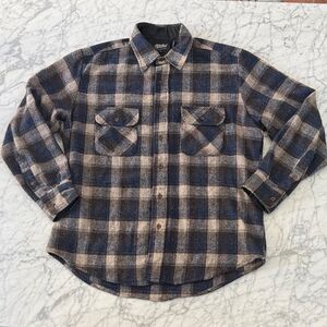 Vintage Yukon Plaid Wool Linen Blend Sz Men’s L Plaid Button Down Shirt